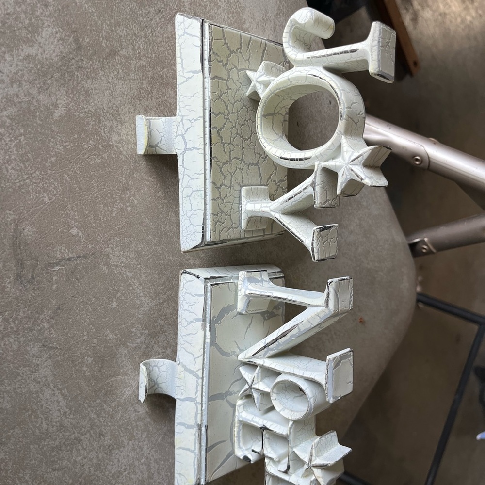 Decorative White JOY and NOEL Hooks